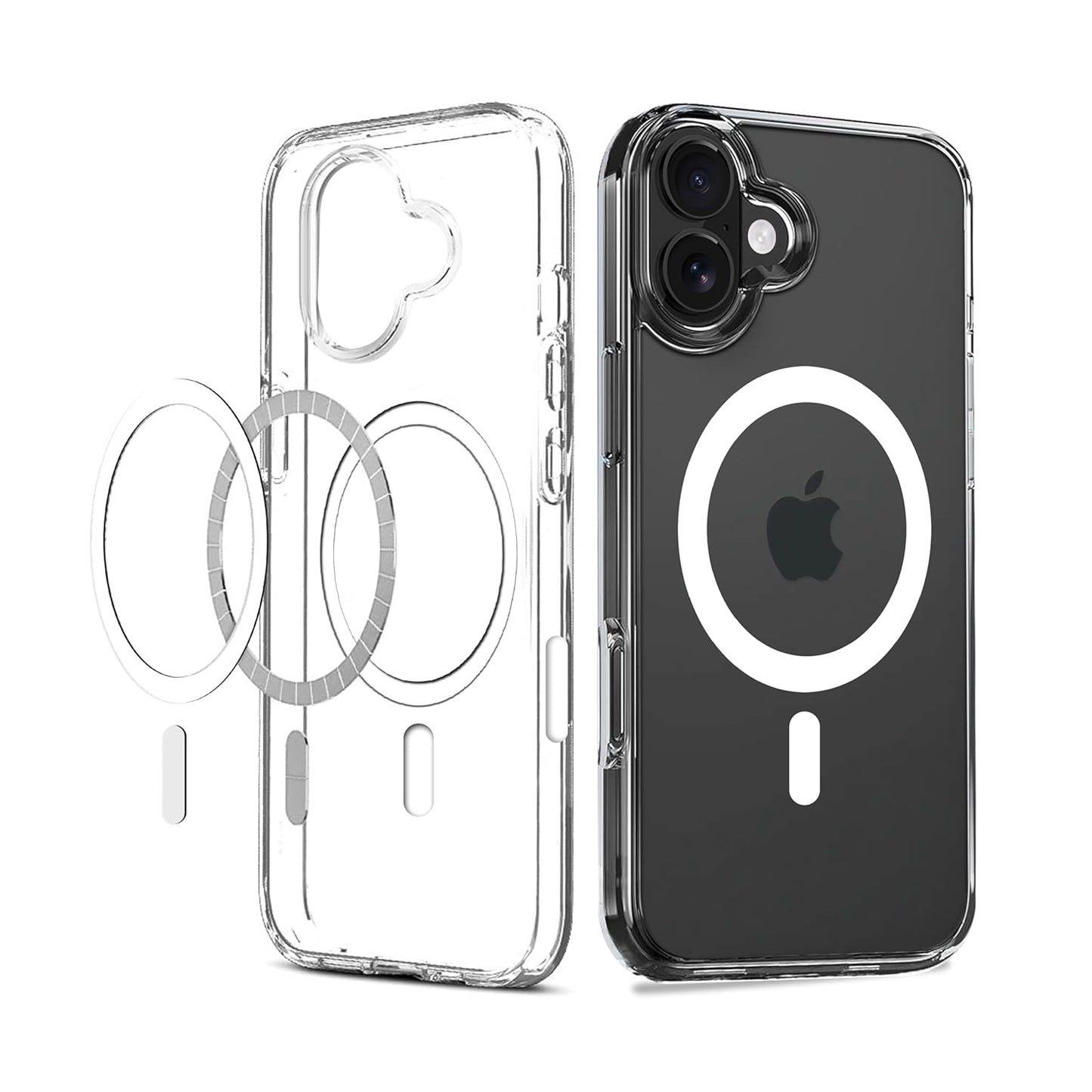IPhone 16 Plus White transparent Magnetic Cover Case