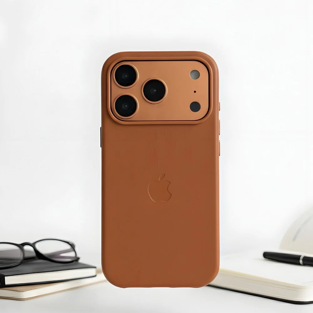Premium Leather Case for iPhone 17 Pro – Luxury Slim Shockproof Cover (Black, Orange, Brown, Blue, Grey)
